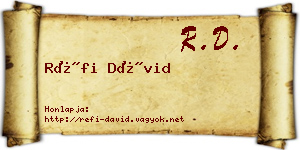 Réfi Dávid névjegykártya